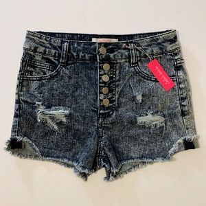 Refuge Hi-Rise Cheeky Distressed Shorts